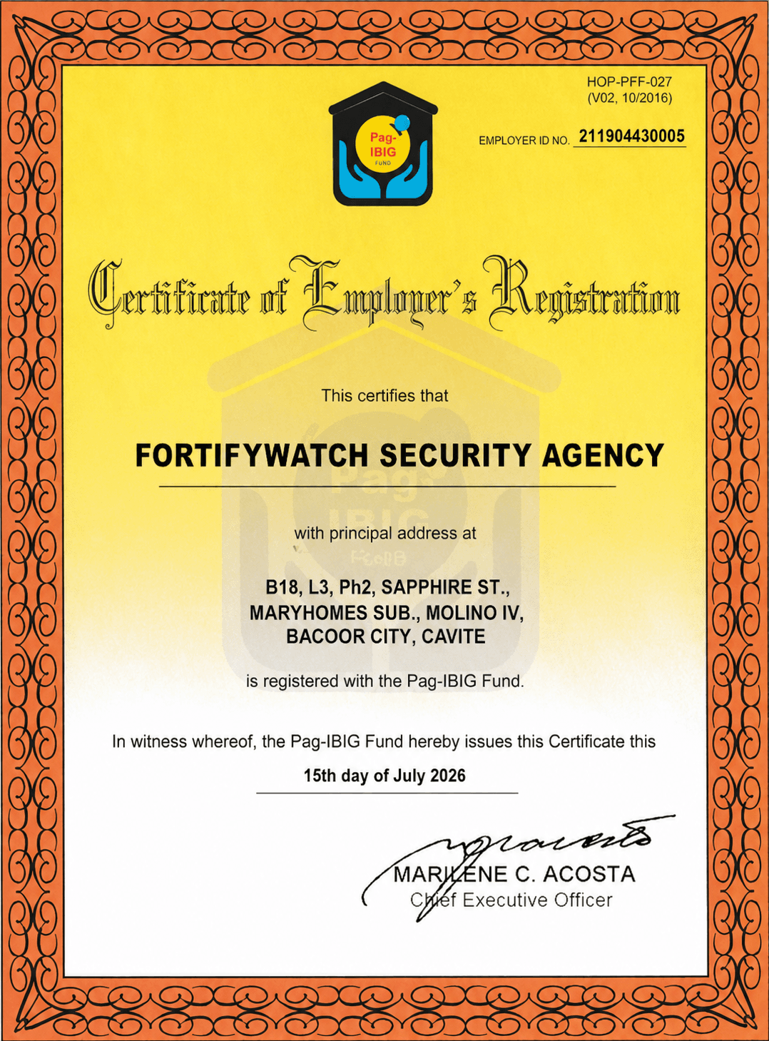 Pag-IBIG Certificate